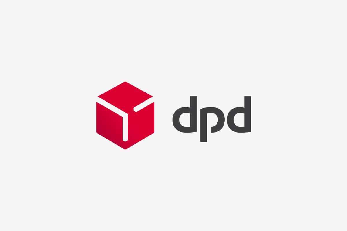 DPD Logo mit rotem Paket-Symbol und grauem Schriftzug auf hellem Hintergrund